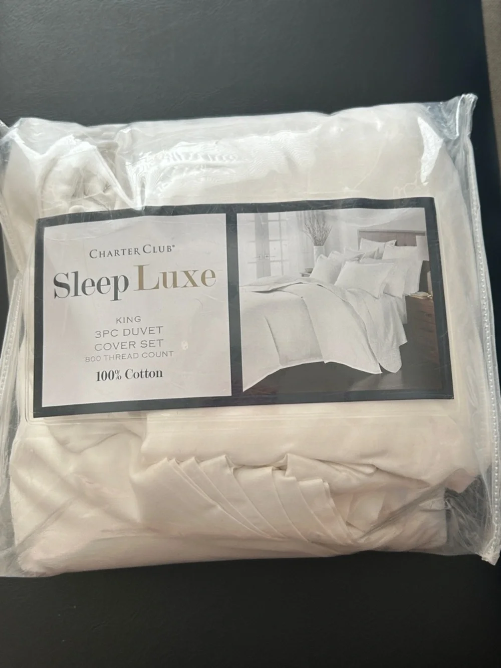 Charter Club Sleep Luxe King 3 pc Duvet Cover Set - 800 TC White Cotton - NEW